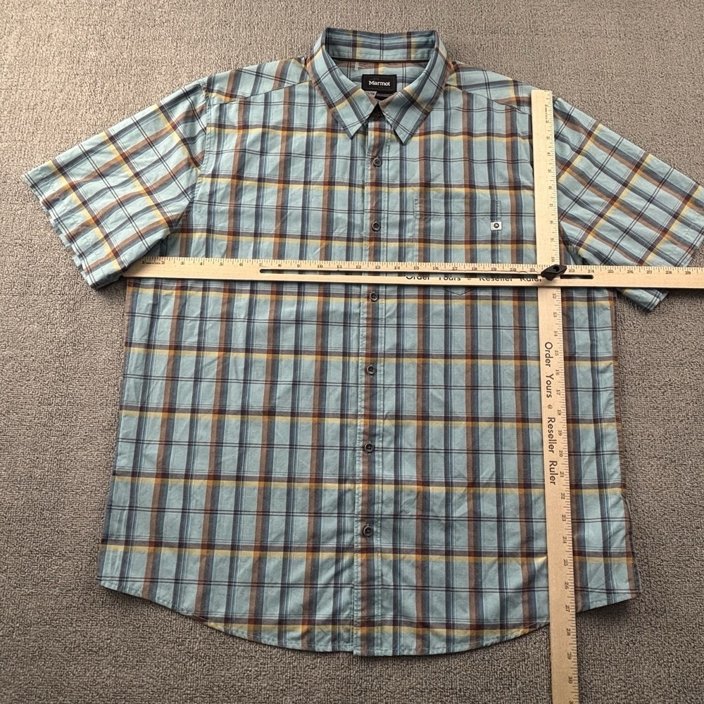 Marmot Shirt Adult Extra Large Check button Up Short Sleeve Outdoor Casual Men's - Picture 10 of 14